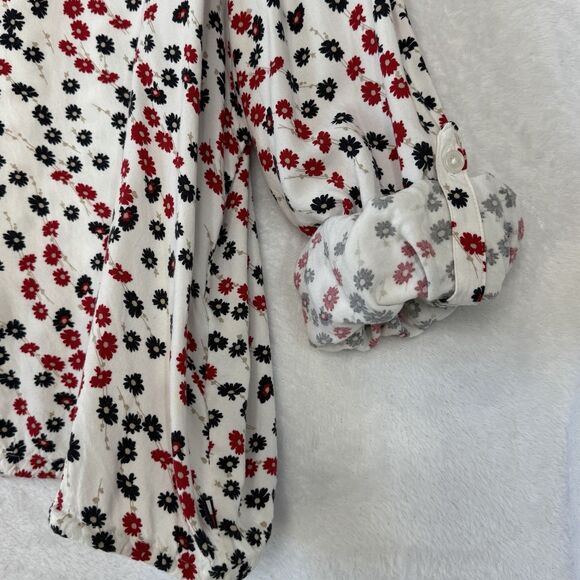 Tommy Hilfiger Women's XL Long Sleeve Ditsy Floral Button Down Top Roll Sleeve - Picture 7 of 16
